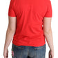 Chic Red Cotton Tee with Signature Print