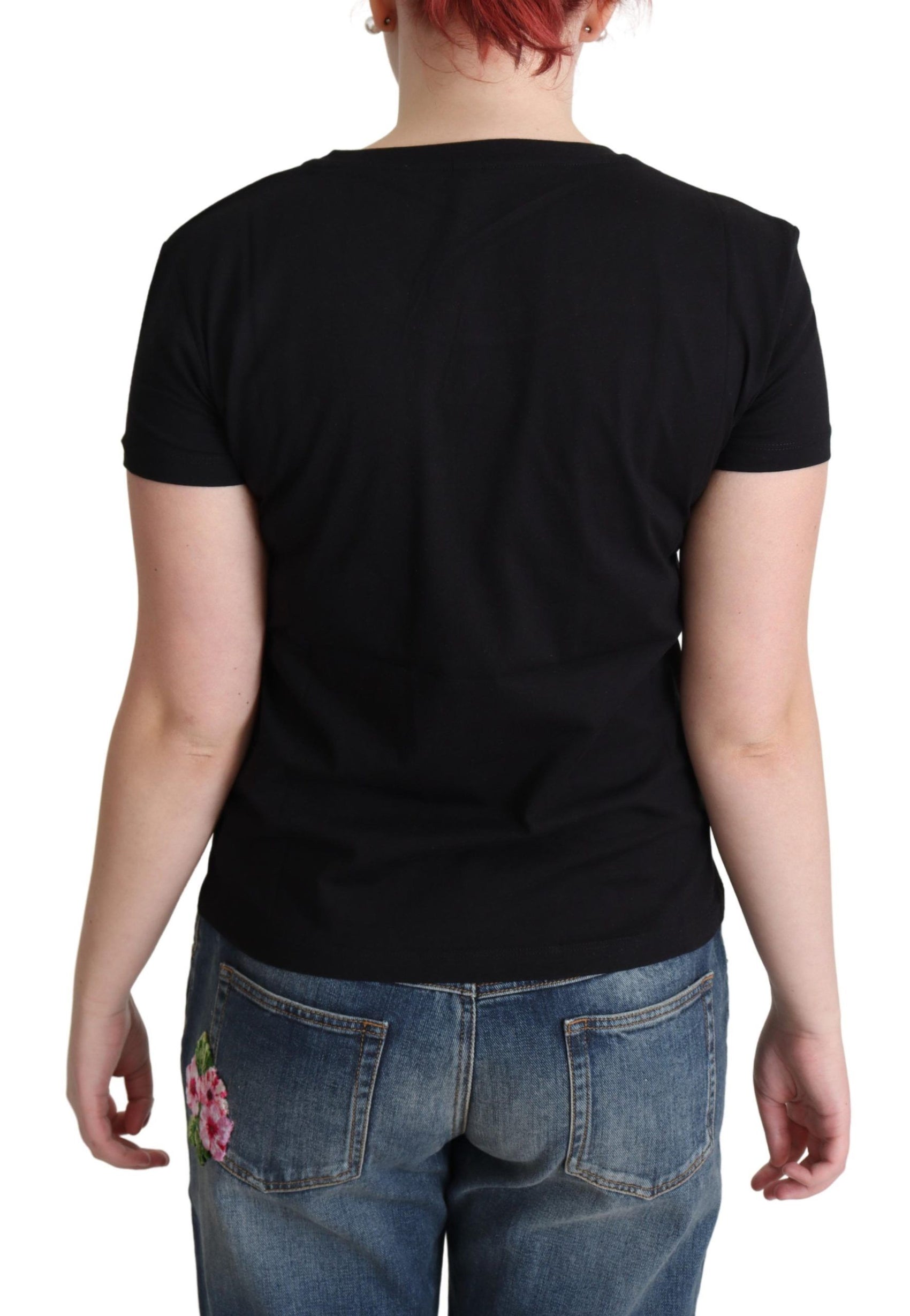 T-shirt in cotone nero chic con stampa giocosa