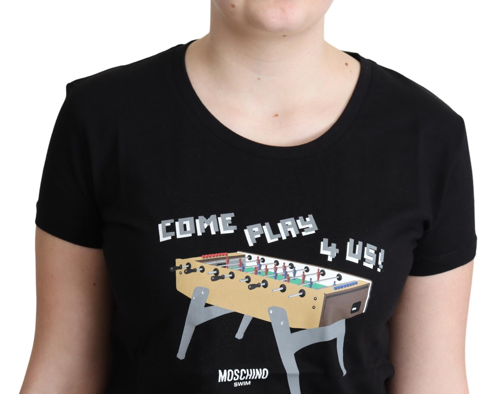 T-shirt in cotone nero chic con stampa giocosa