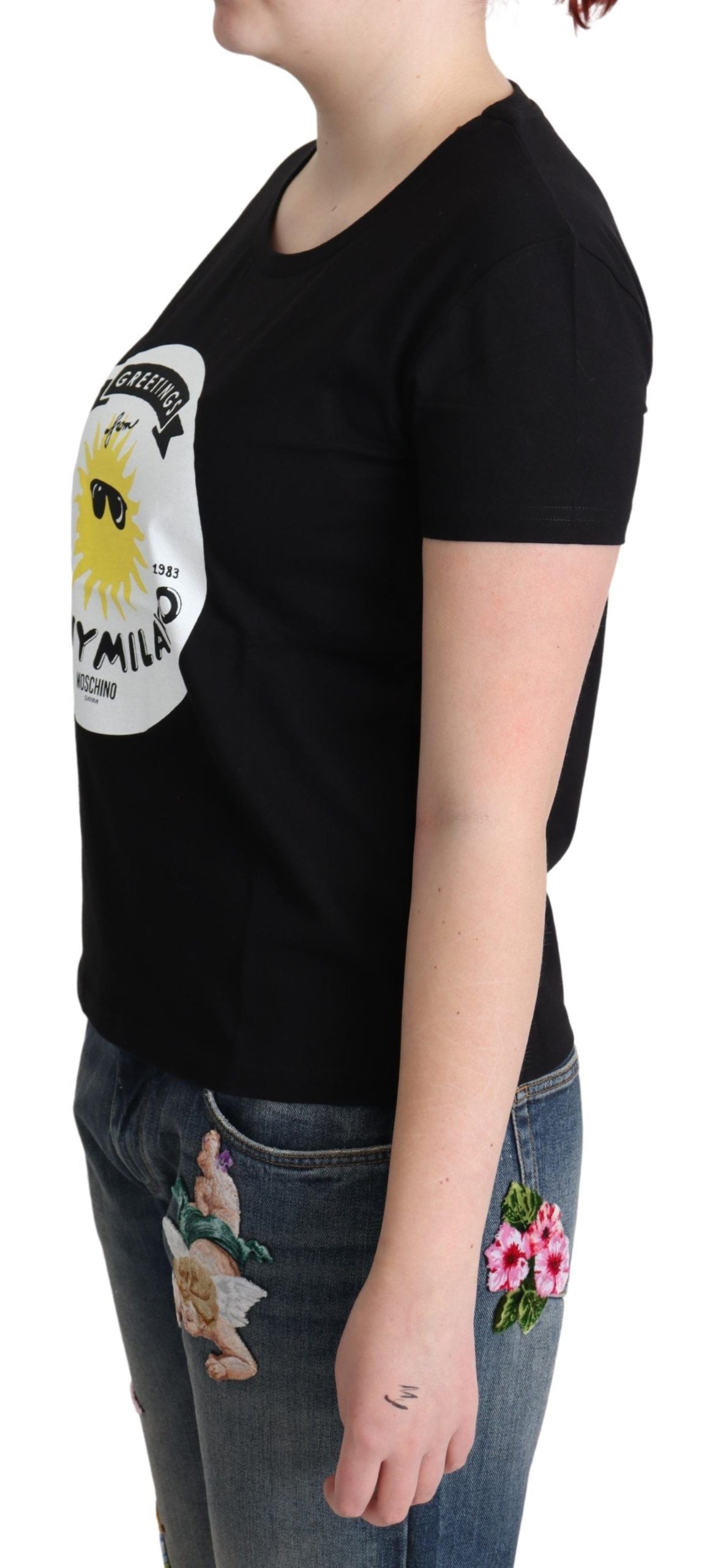 T-shirt in cotone Moschino chic con stampa Milano
