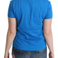 Chic Blue Cotton Tee with Iconic Print