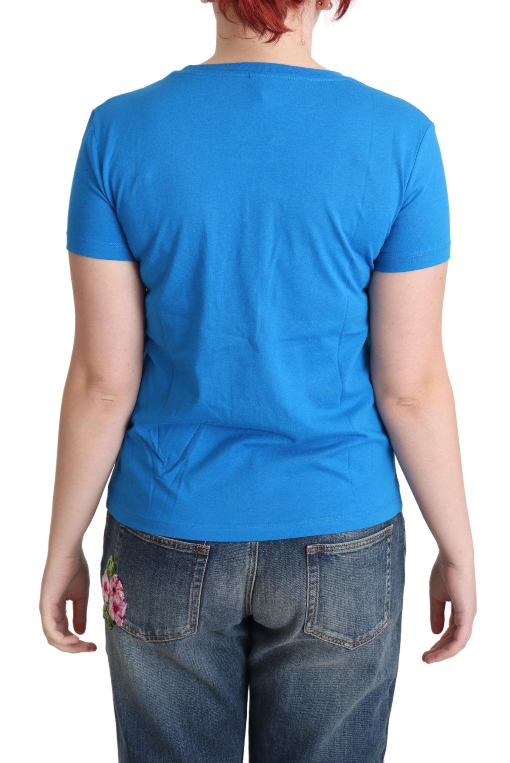 Maglietta in cotone con alfabeto chic in blu