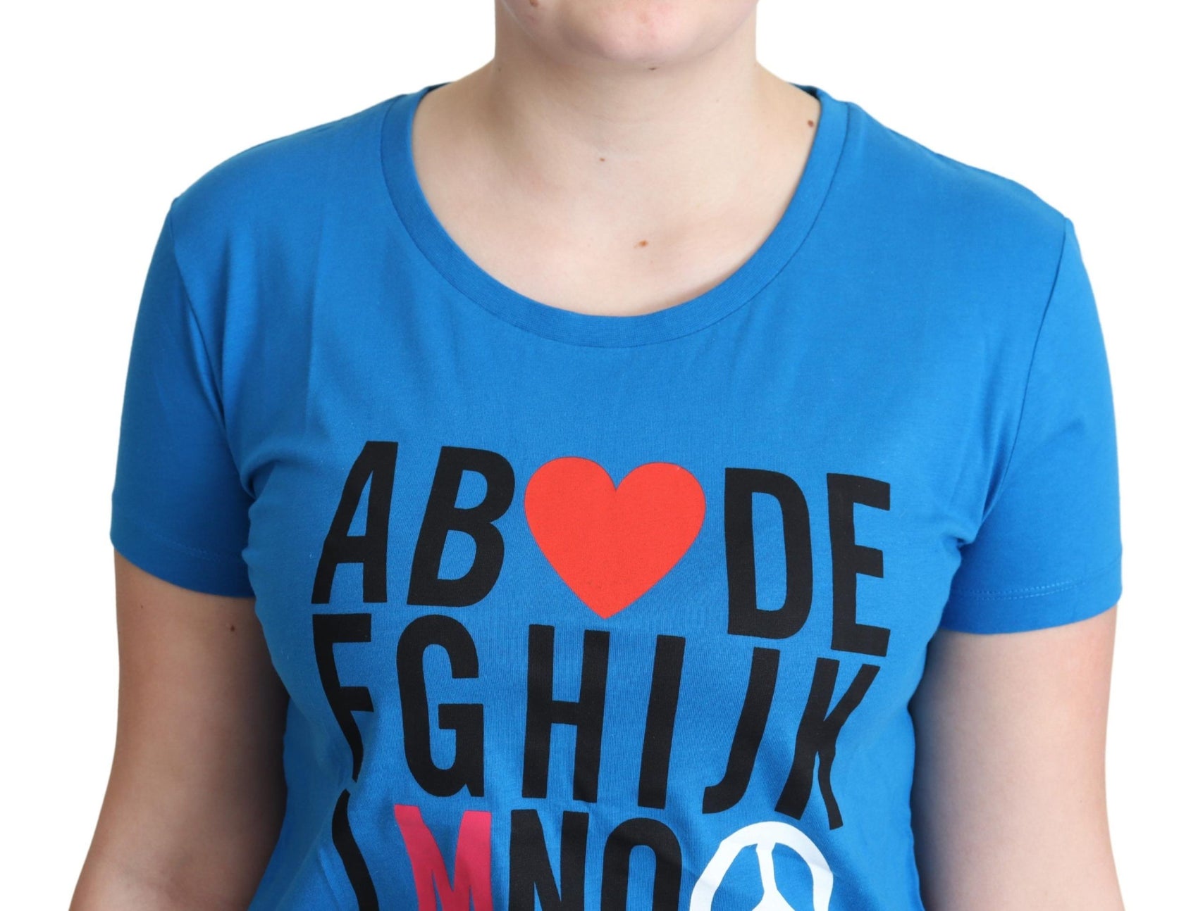 Maglietta in cotone con alfabeto chic in blu