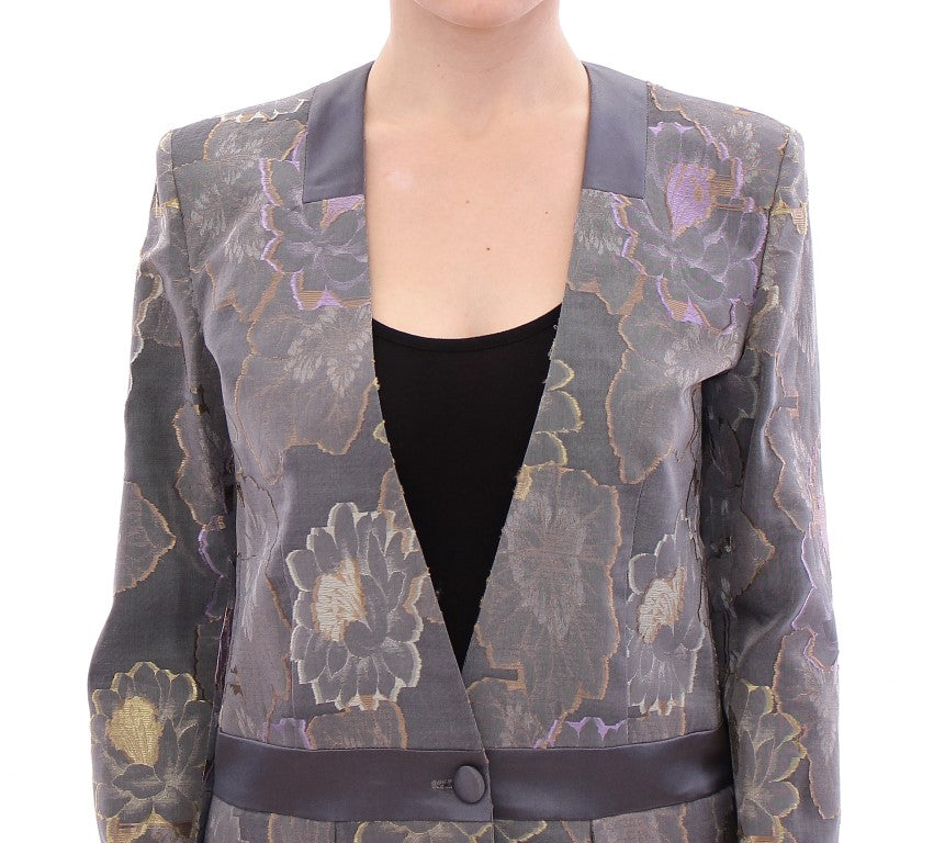 Blazer monopetto in seta floreale chic