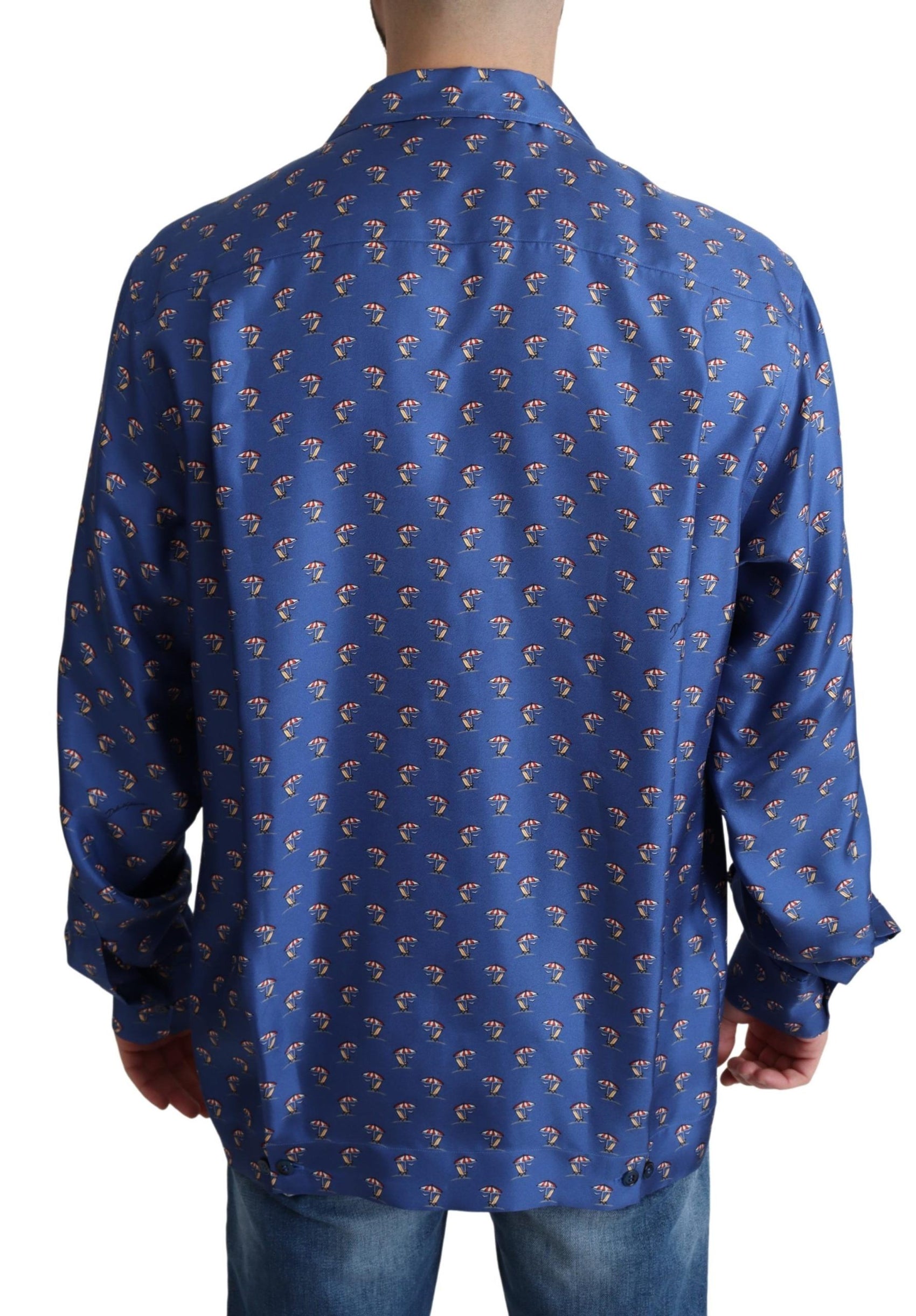 Camicia casual con stampa di sedia da spiaggia in seta