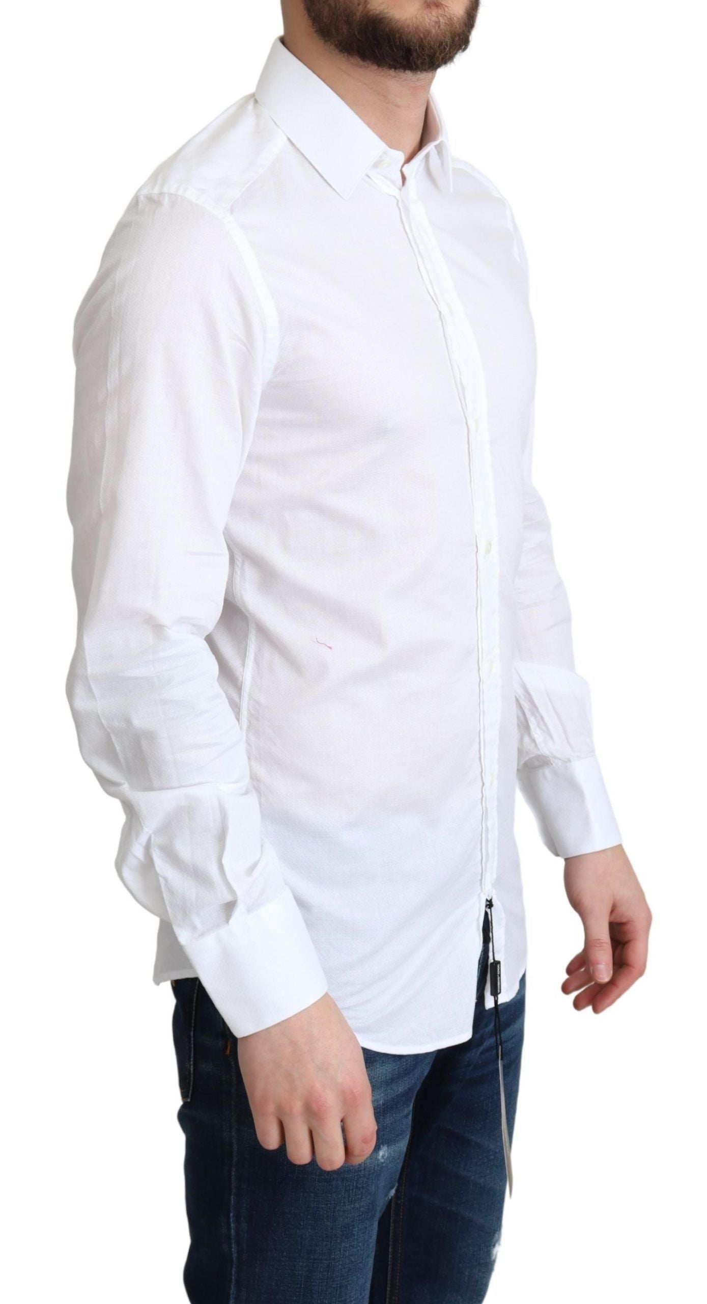 Elegante camicia bianca in cotone slim fit