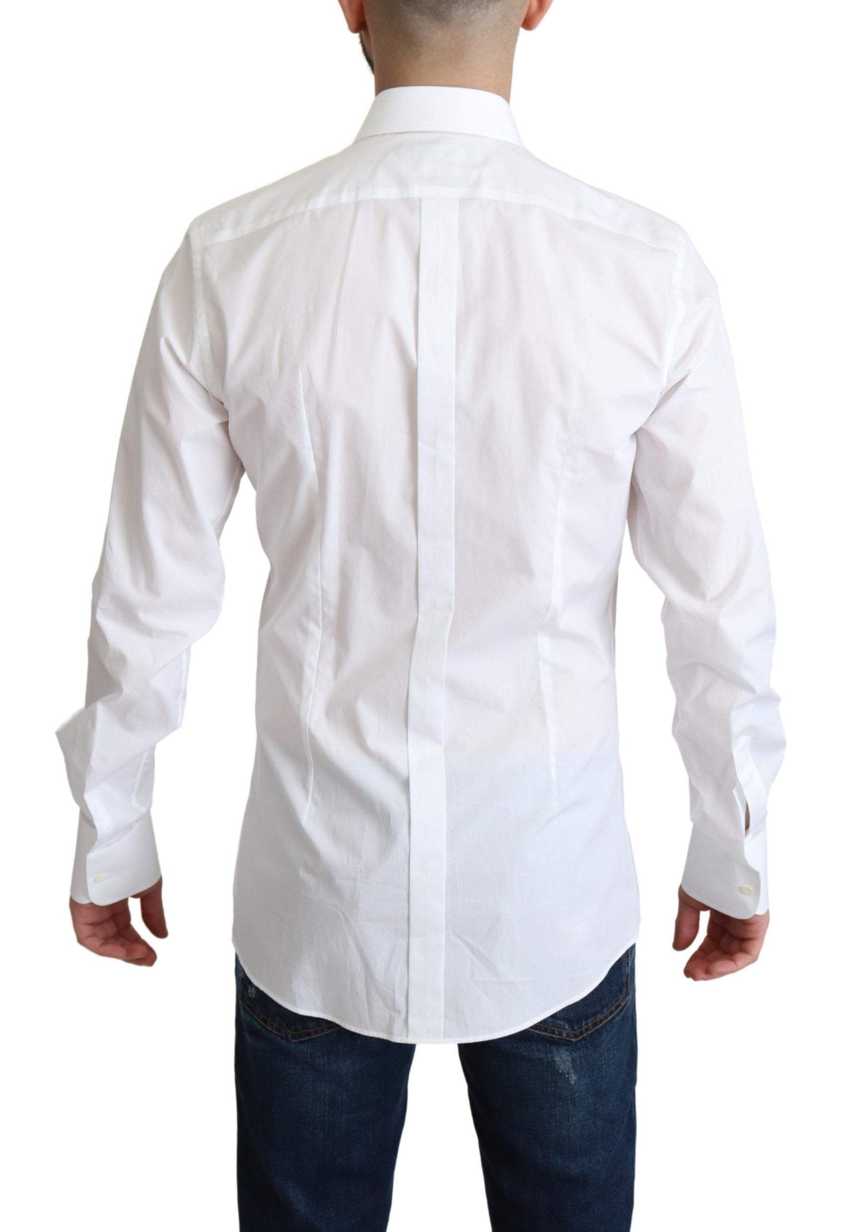 Elegante camicia bianca in cotone con pettorina