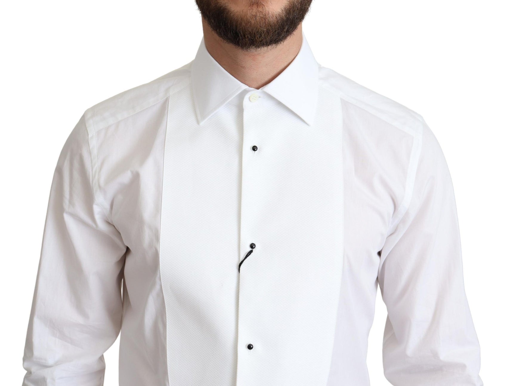 Elegante camicia bianca in cotone con pettorina