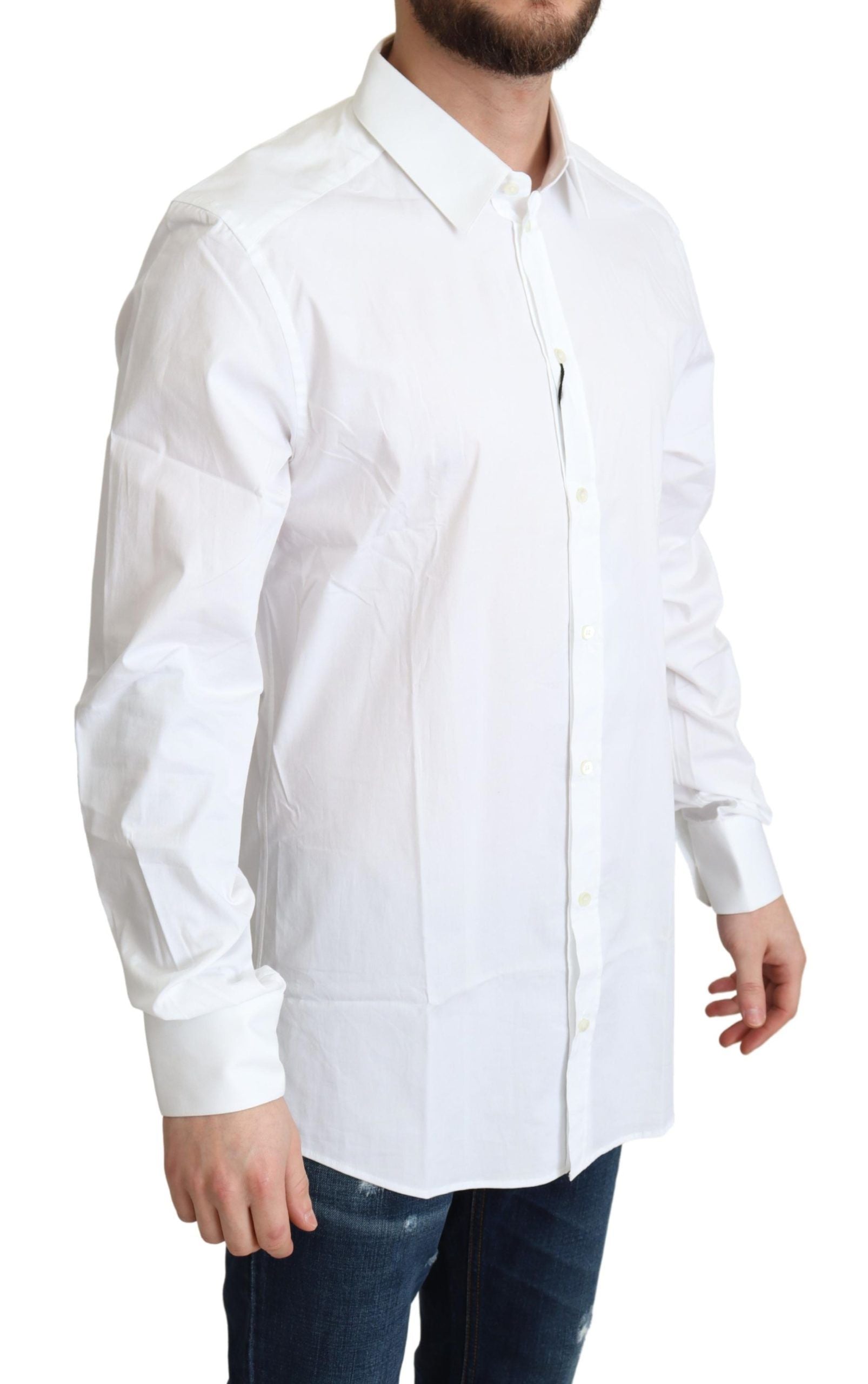Elegante camicia in cotone elasticizzato bianco
