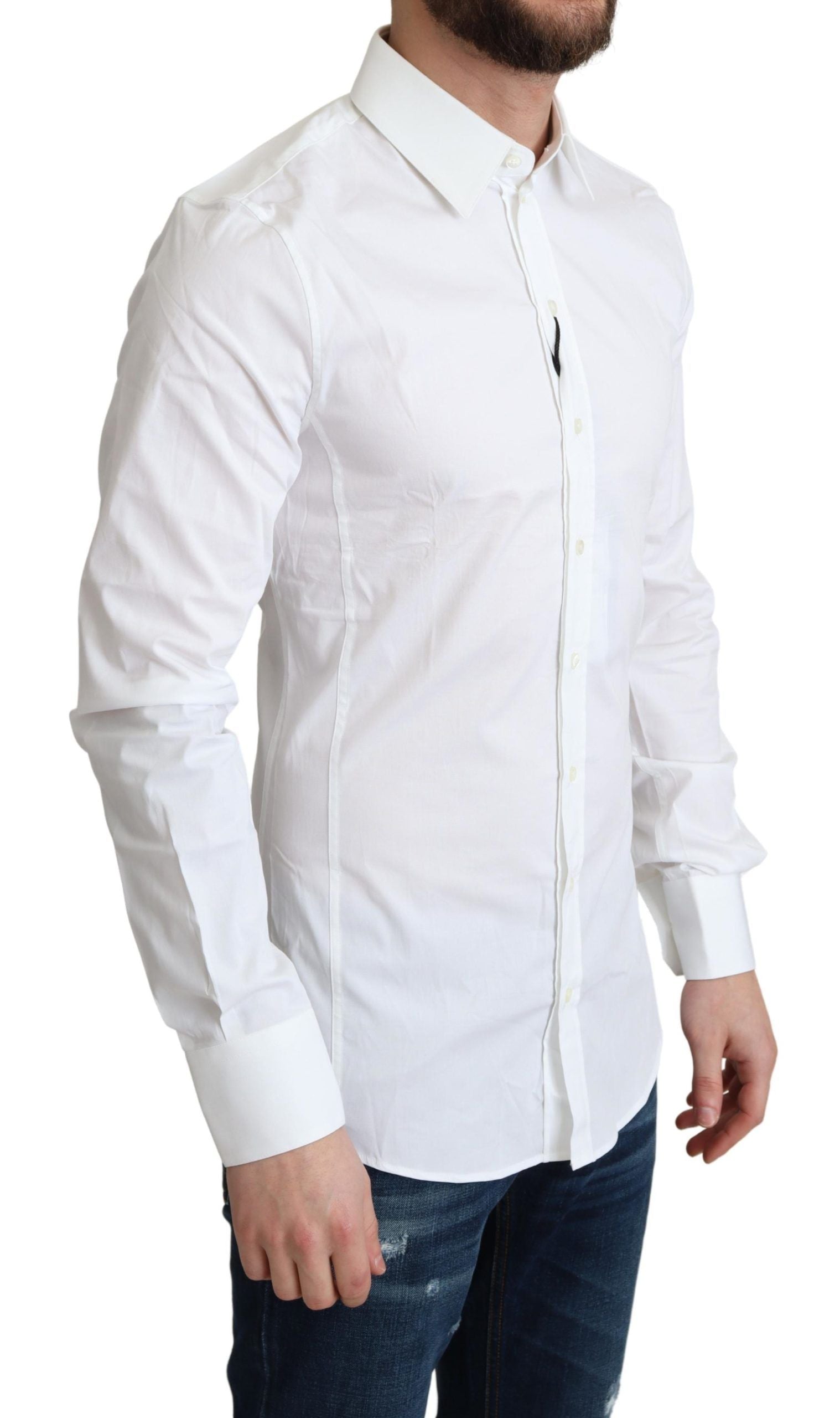 Elegante camicia in cotone elasticizzato bianco