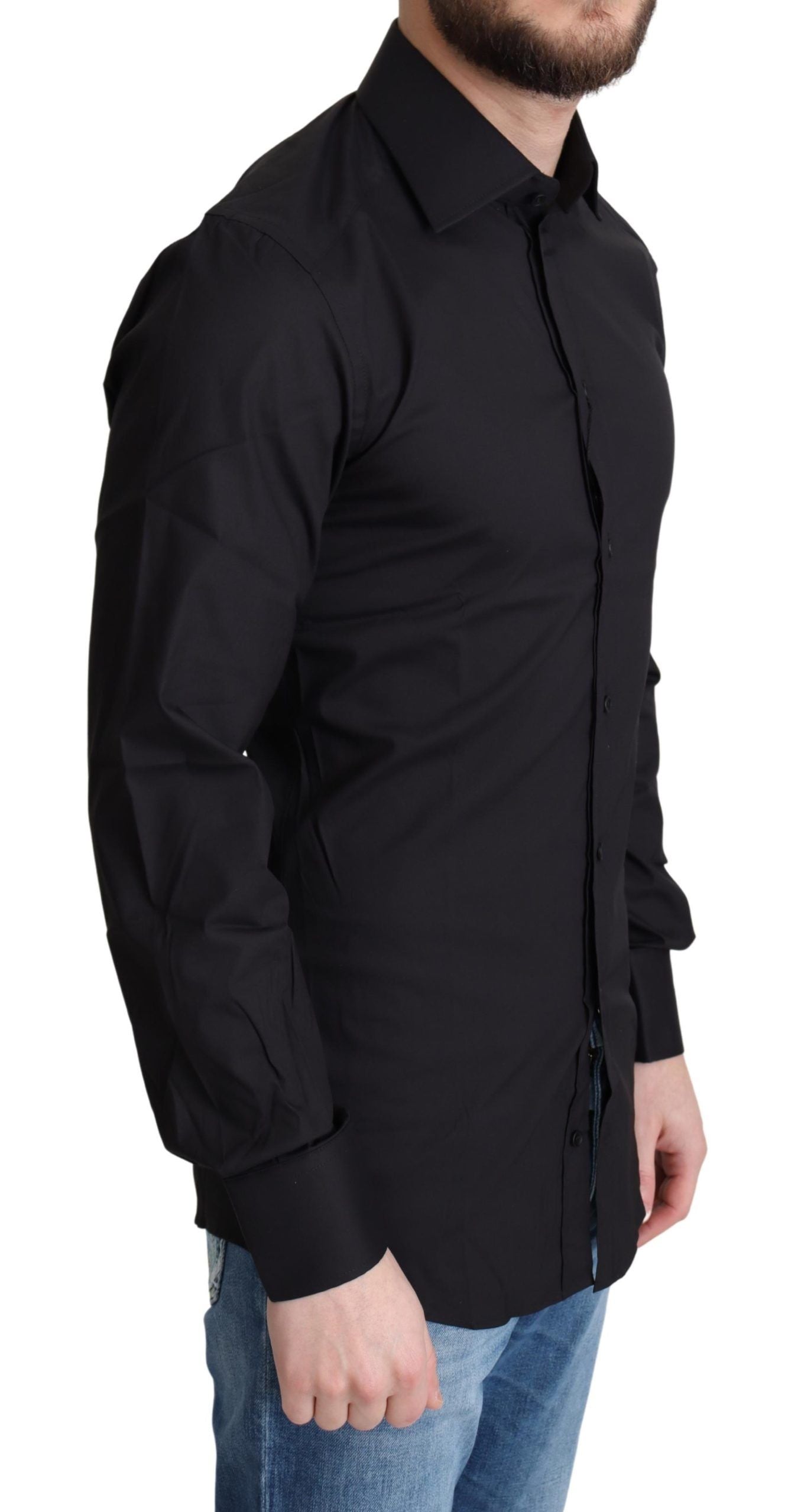 Camicia elegante slim fit nera e oro