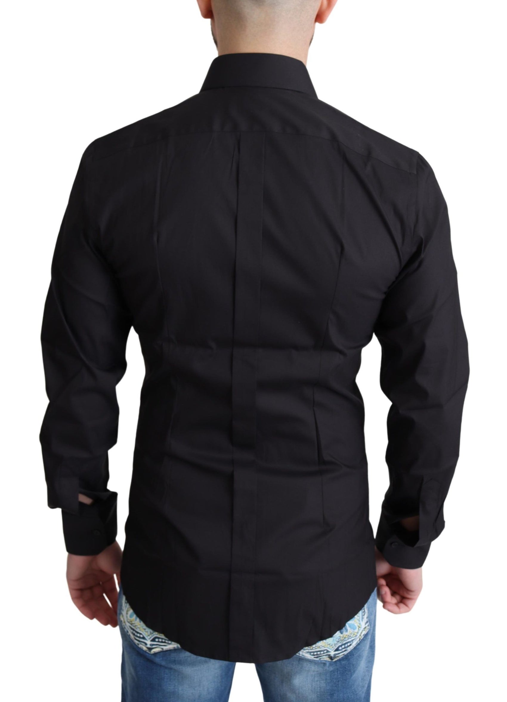 Camicia elegante slim fit nera e oro