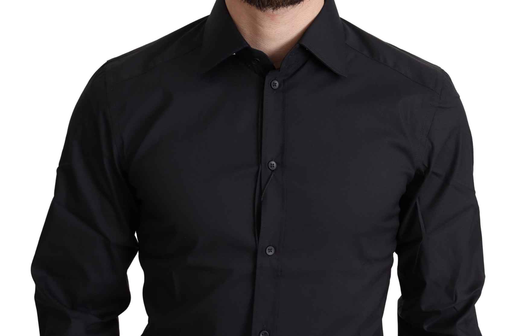Camicia elegante slim fit nera e oro