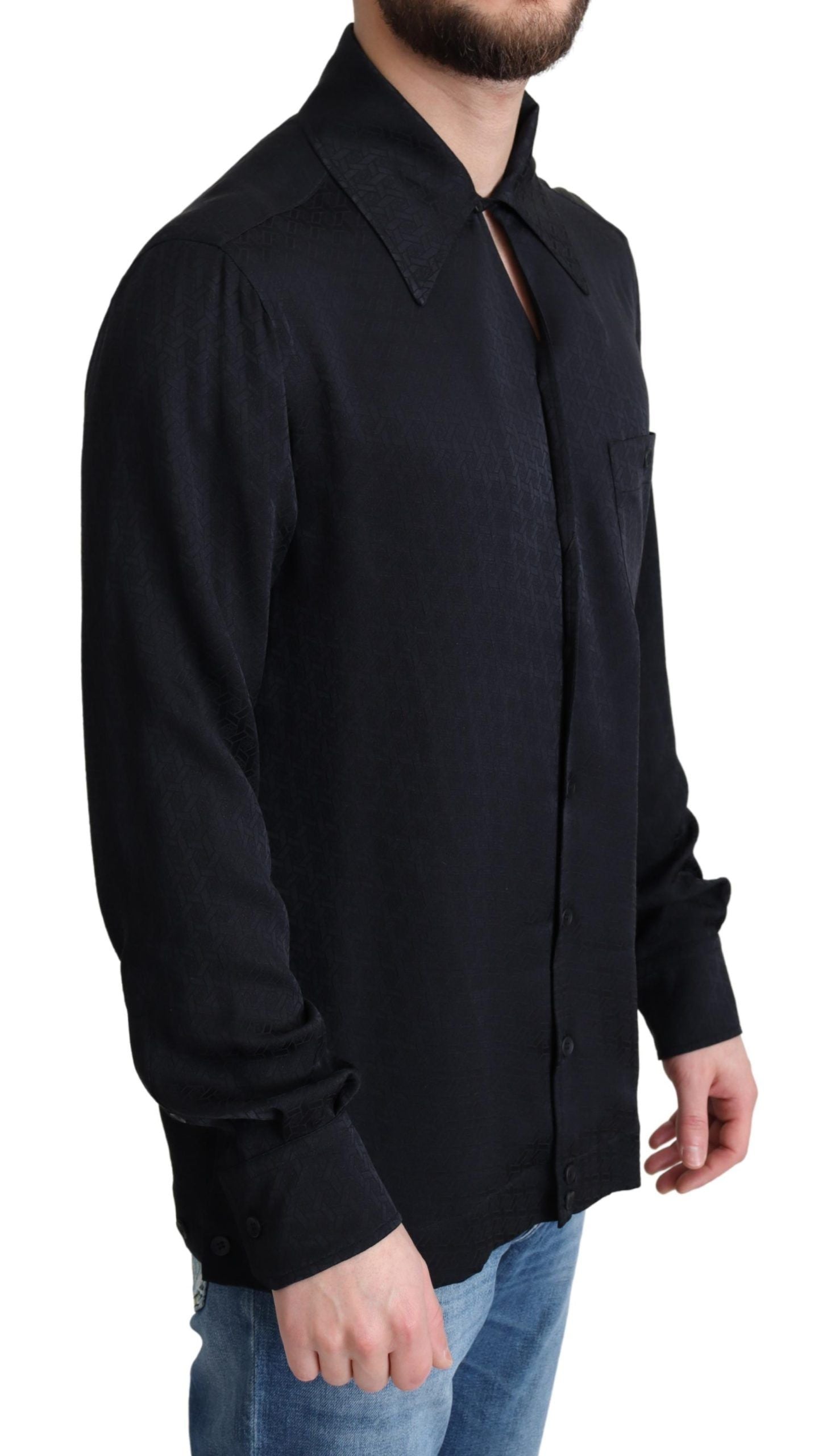Elegante camicia casual in seta jacquard