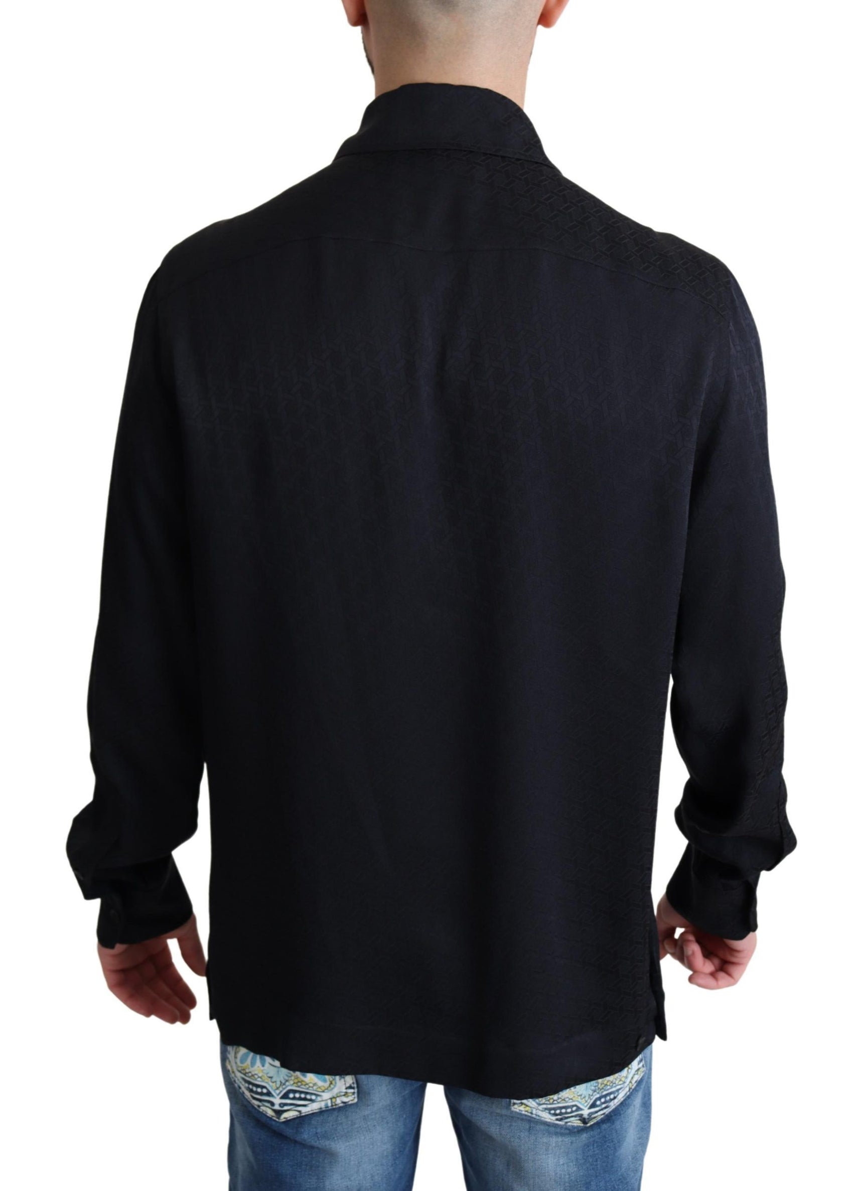 Elegante camicia casual in seta jacquard
