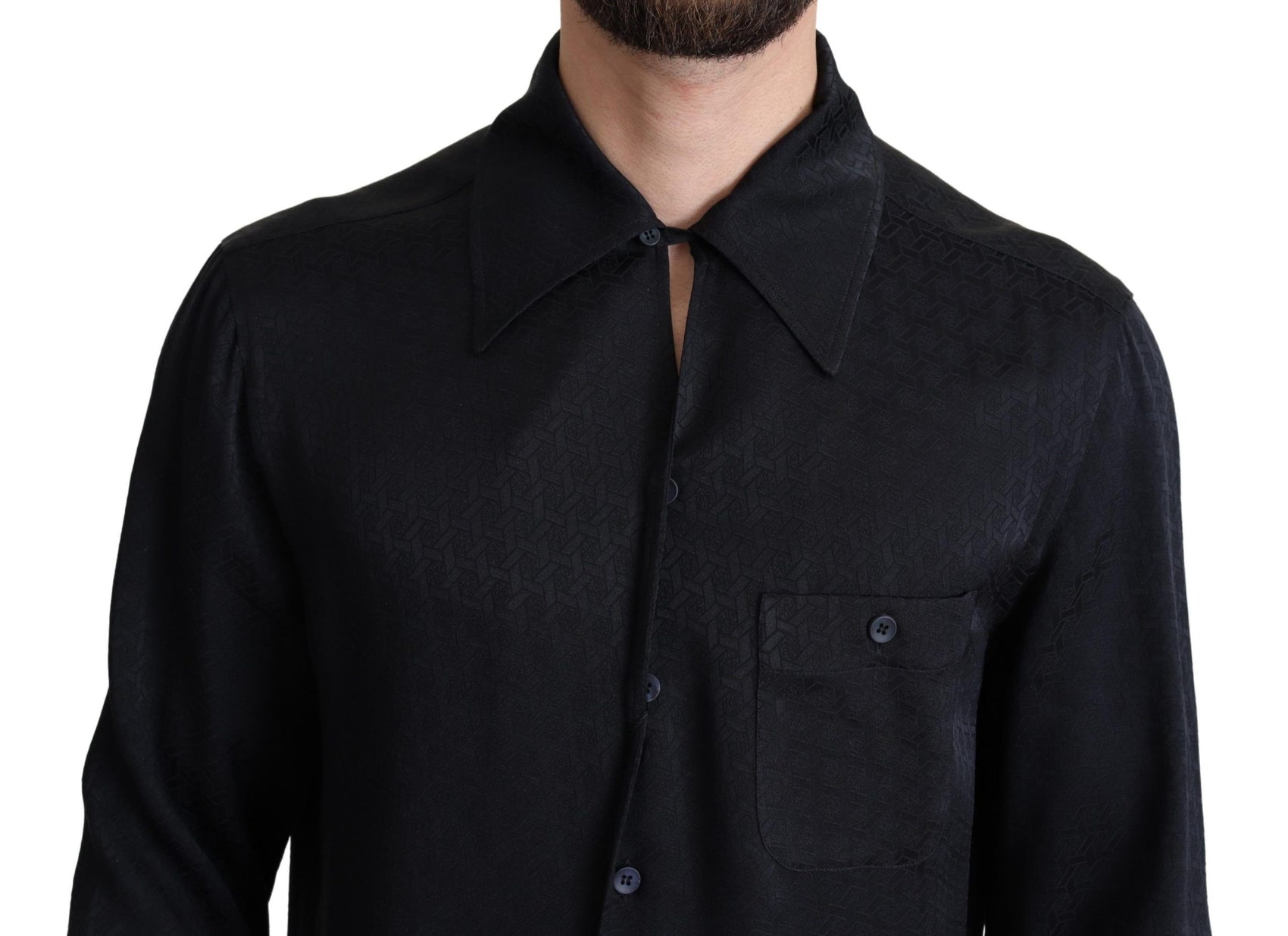 Elegante camicia casual in seta jacquard