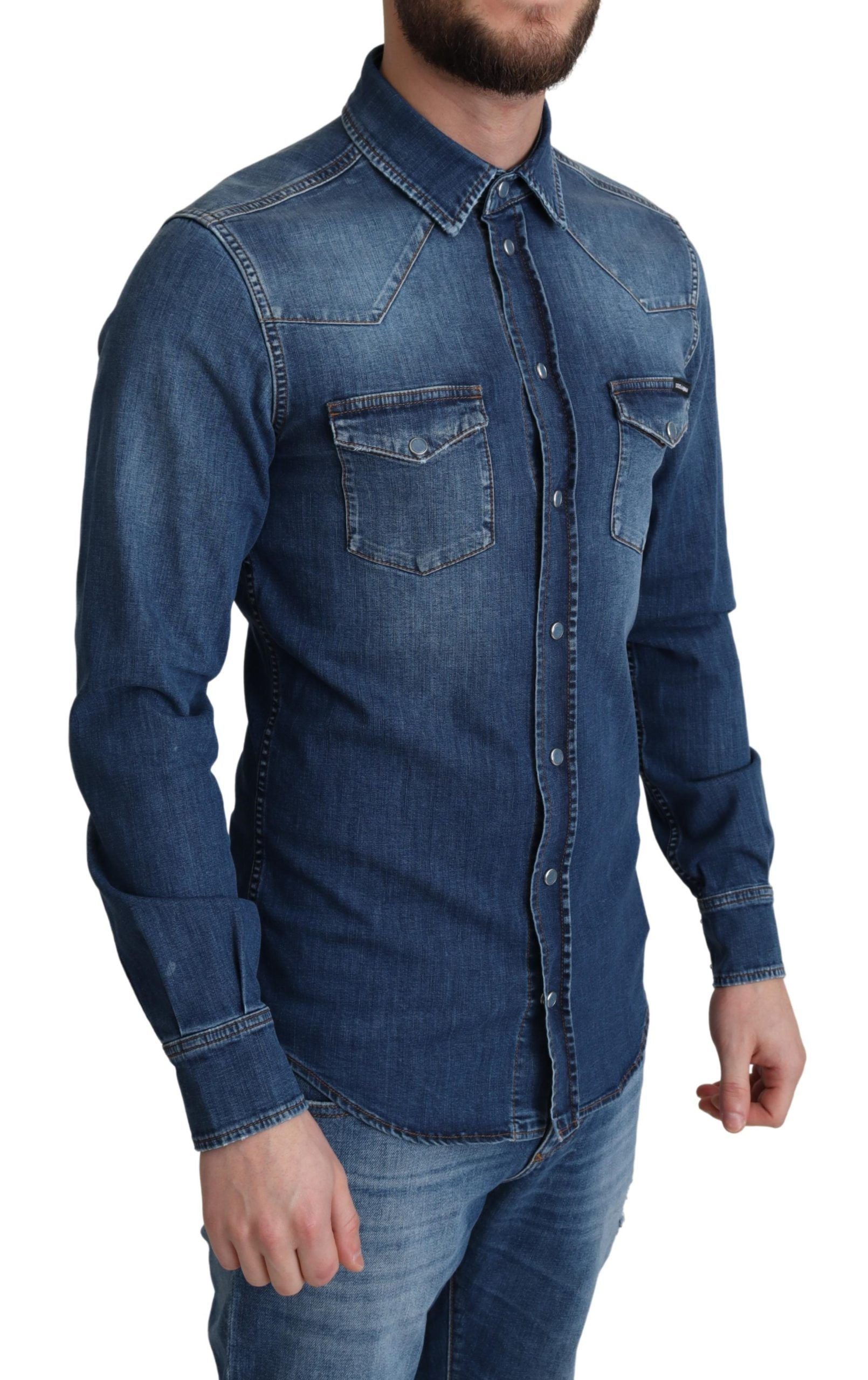 Camicia casual elegante a maniche lunghe in denim