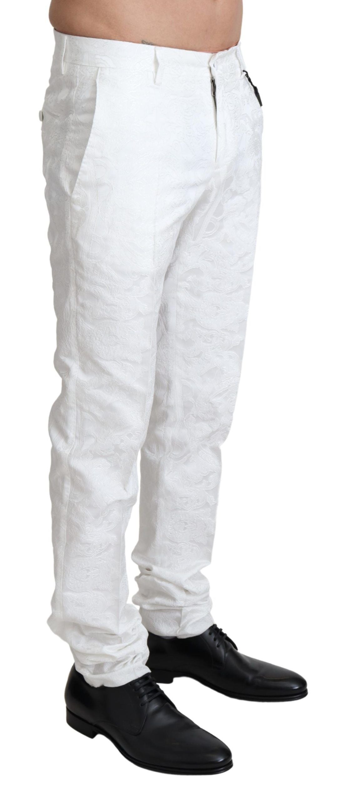 Elegante weiße Anzughose aus Brokat