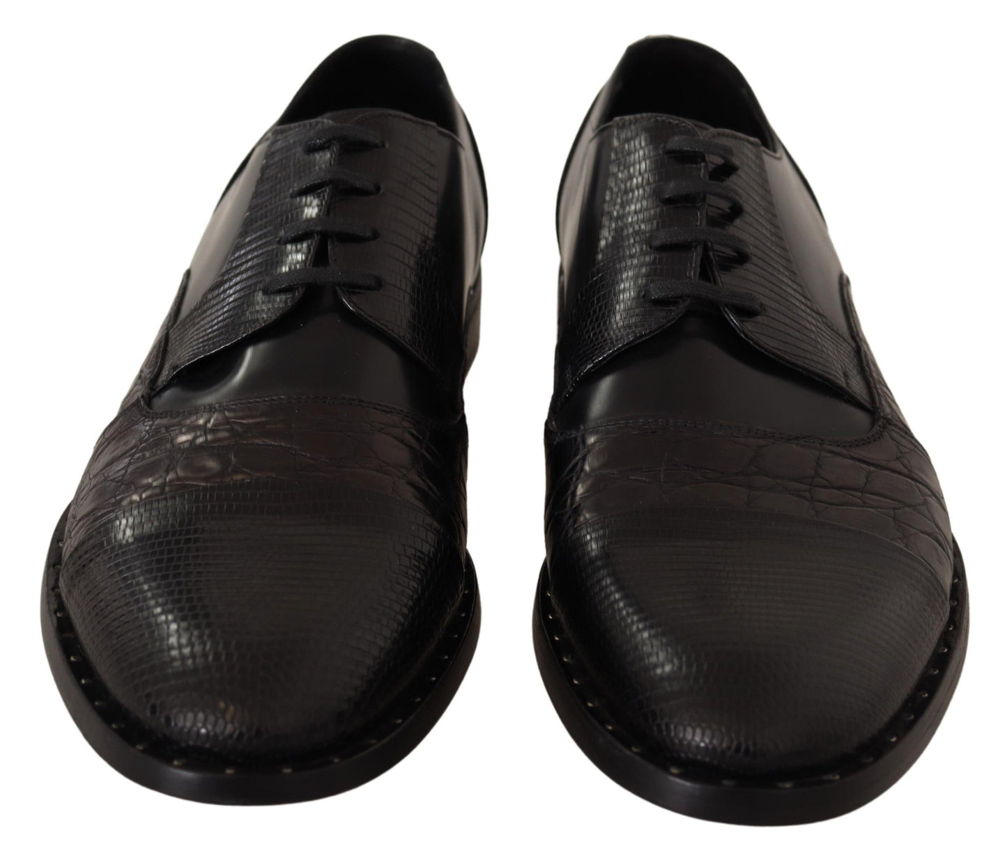 Eleganti scarpe Derby Oxford nere con punta a coda di rondine