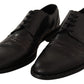 Eleganti scarpe Derby Oxford nere con punta a coda di rondine