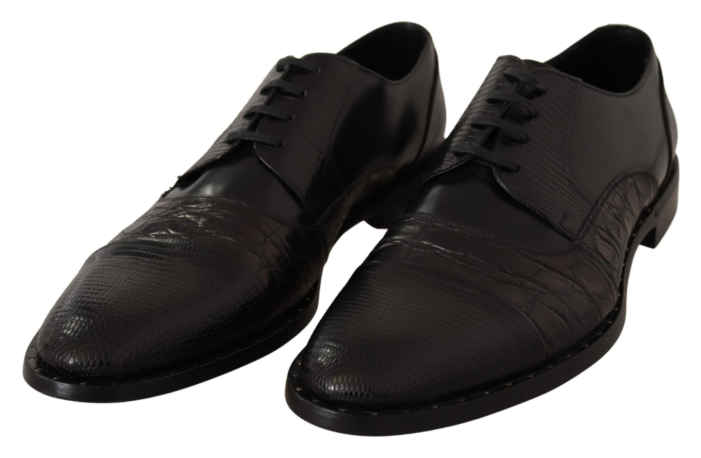 Eleganti scarpe Derby Oxford nere con punta a coda di rondine