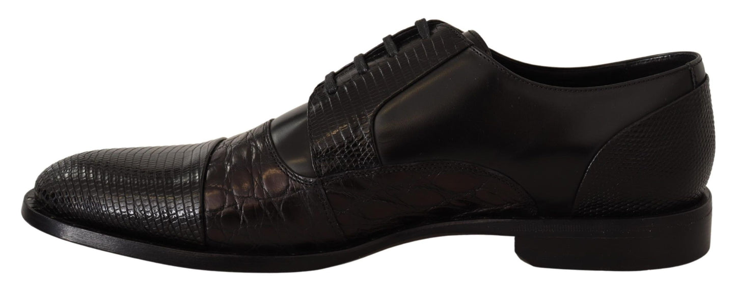 Eleganti scarpe Derby Oxford nere con punta a coda di rondine