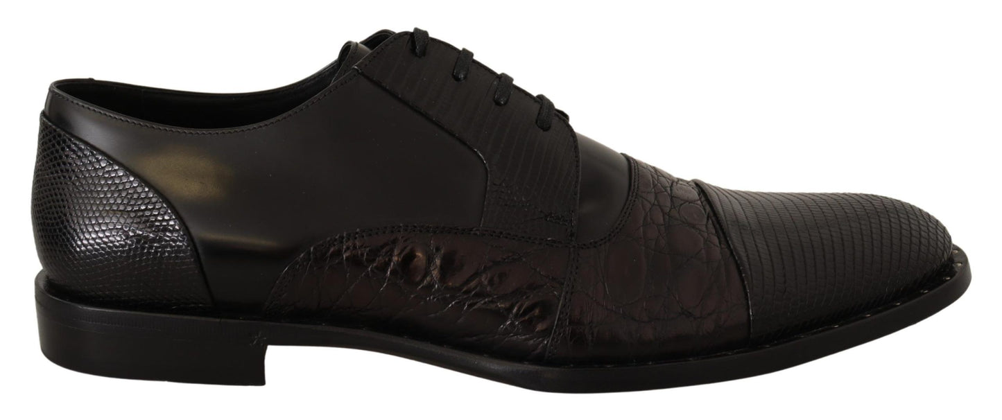 Eleganti scarpe Derby Oxford nere con punta a coda di rondine