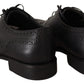 Elegant Black Leather Derby Wingtip Shoes