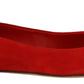 Crystal Embellished Red Suede Flats