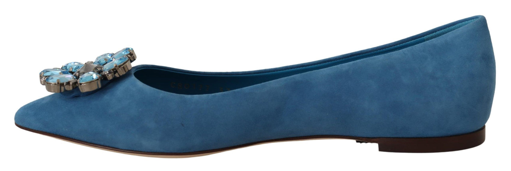 Elegante, kristallverzierte Wildleder-Ballerinas