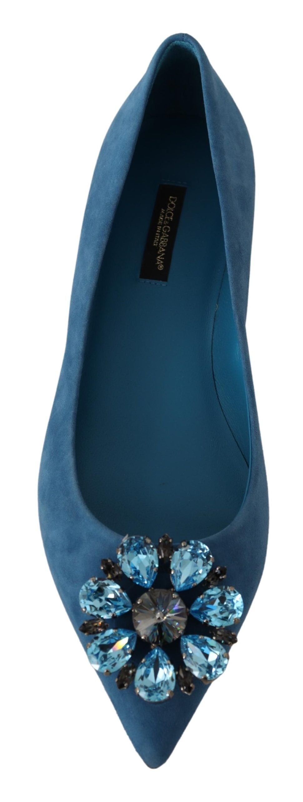 Elegante, kristallverzierte Wildleder-Ballerinas