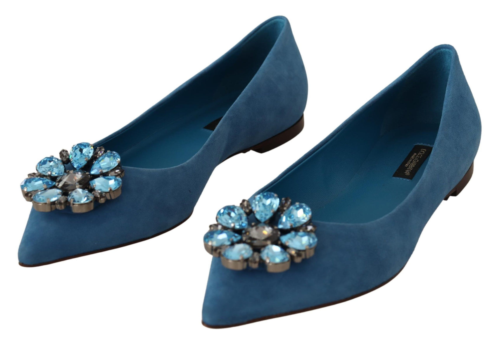 Elegante, kristallverzierte Wildleder-Ballerinas
