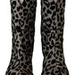 Elegant Leopard Print Mid Calf Boots