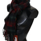 Elegant Check Wool Scarf with Logo Embroidery