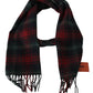 Elegant Check Wool Scarf with Logo Embroidery