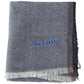 Elegant Gray Wool Scarf with Stripes and Fringes