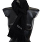 Elegant Wool Silk Unisex Black Scarf