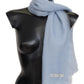 Elegant Light-Blue Cashmere Scarf with Fringes