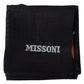 Elegant Black Wool Scarf with Embroidered Logo