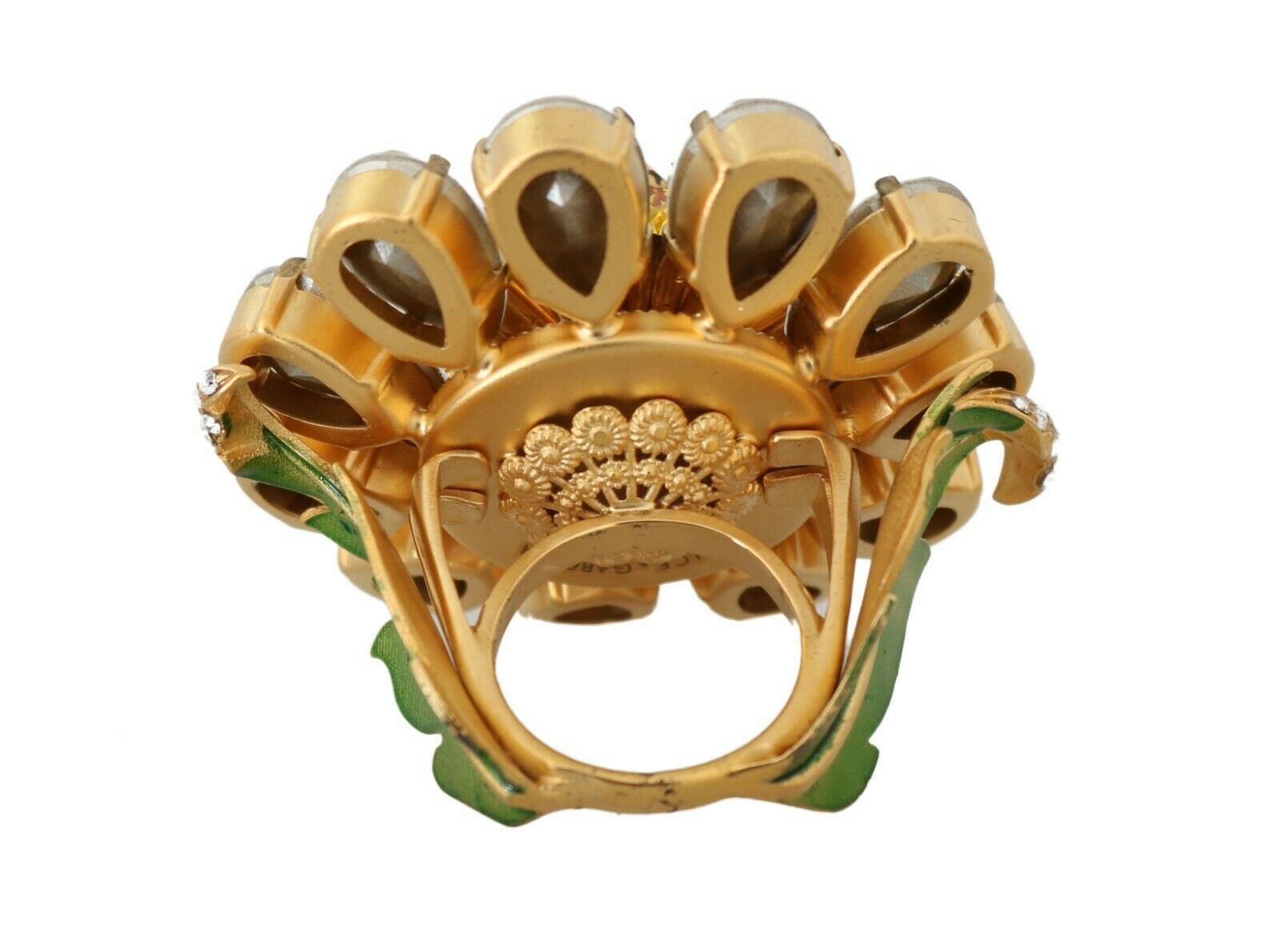 Statement-Ring mit Kristallblume, Größe US 7,5