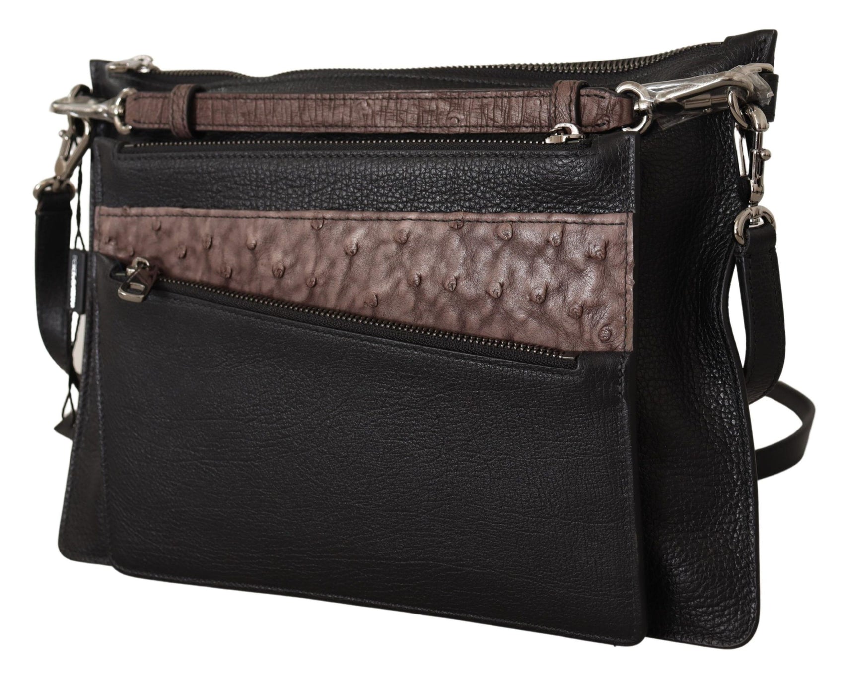 Elegante schwarze Sling-Umhängetasche aus Leder