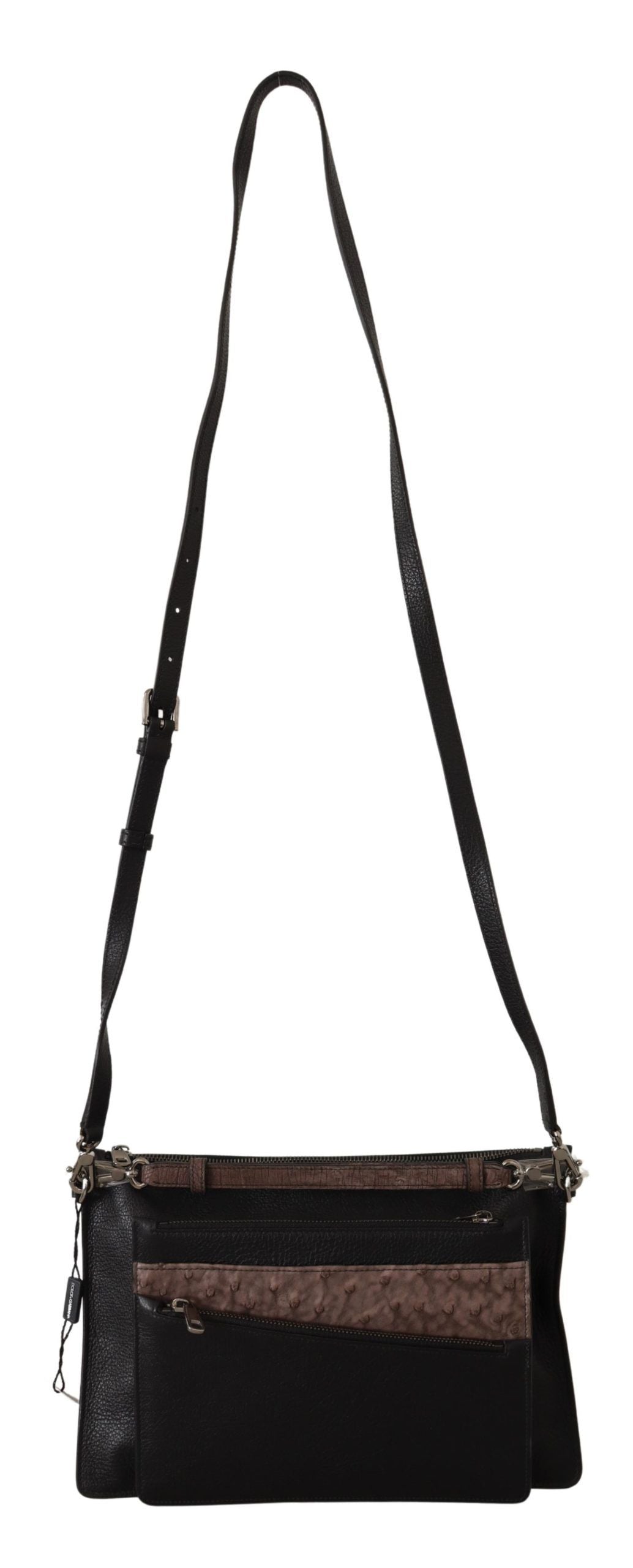 Elegante schwarze Sling-Umhängetasche aus Leder