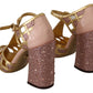 Silk-Infused Leather Crystal Pumps in Pink Gold