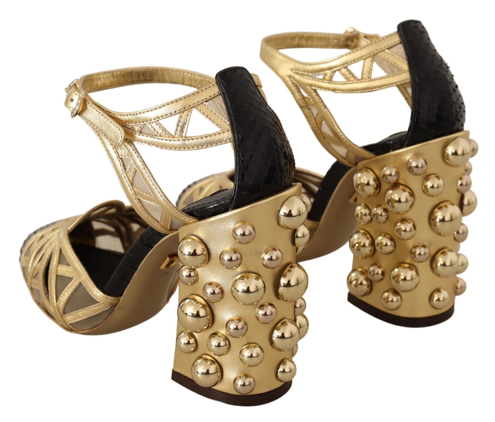 Elegante, mit Kristallen besetzte Lederpumps