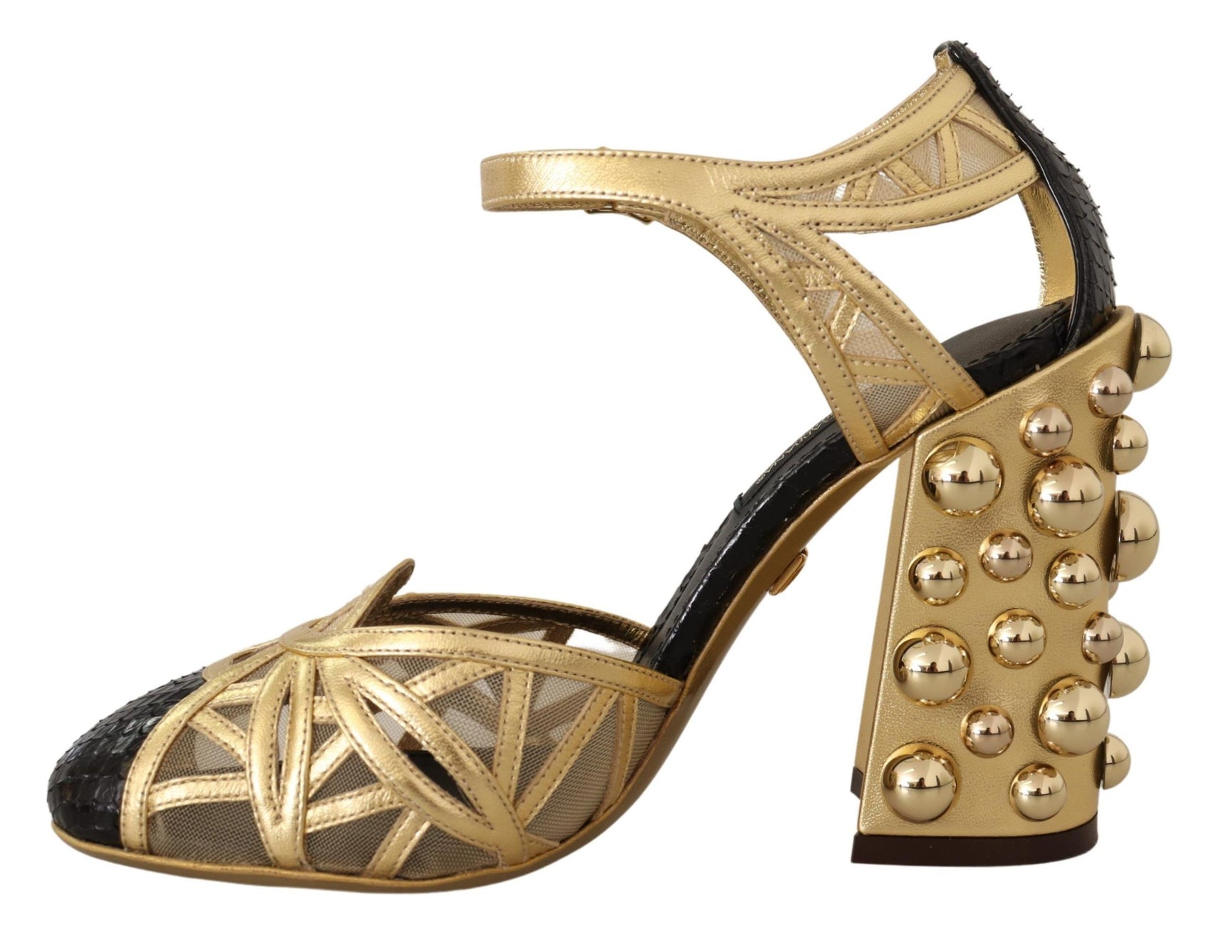 Elegante, mit Kristallen besetzte Lederpumps