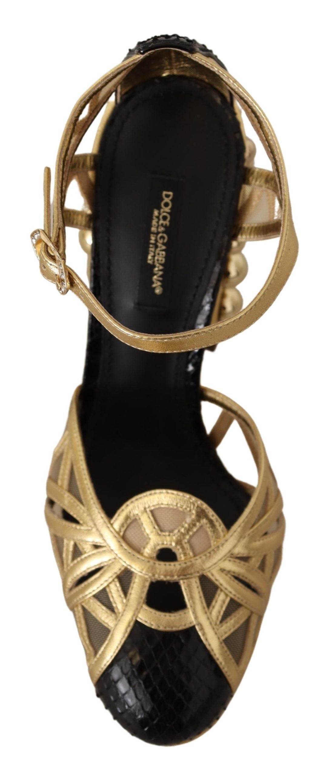 Elegante, mit Kristallen besetzte Lederpumps
