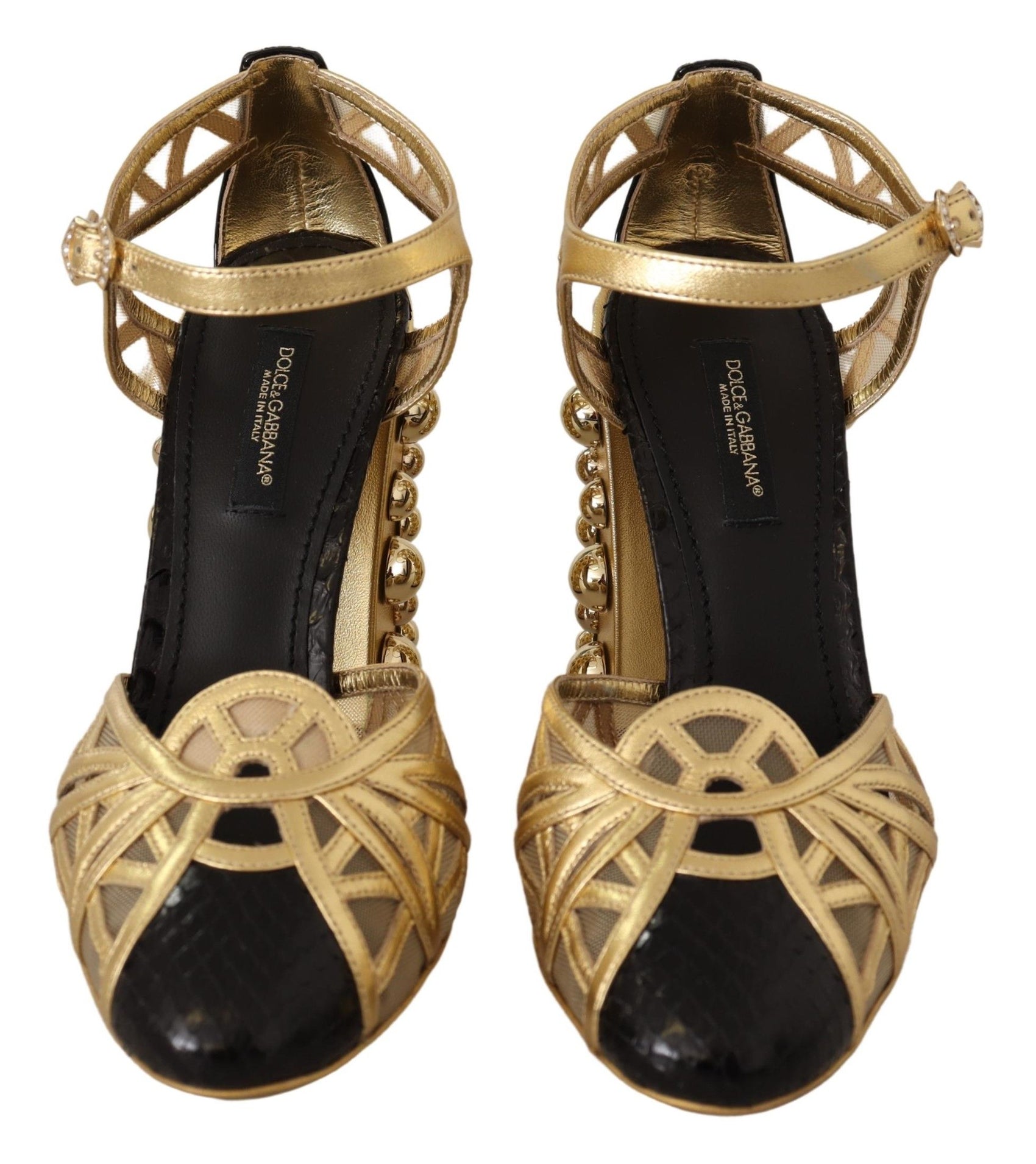 Elegante, mit Kristallen besetzte Lederpumps