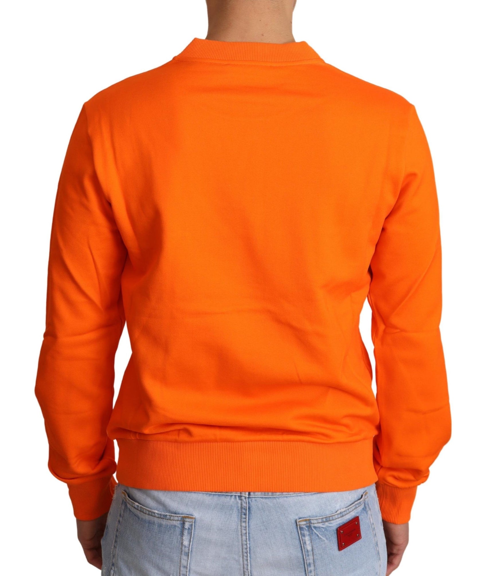Regal Rundhalspullover aus Baumwolle in Orange