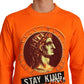 Regal Rundhalspullover aus Baumwolle in Orange