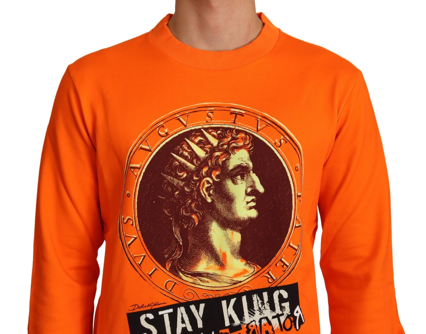 Regal Rundhalspullover aus Baumwolle in Orange